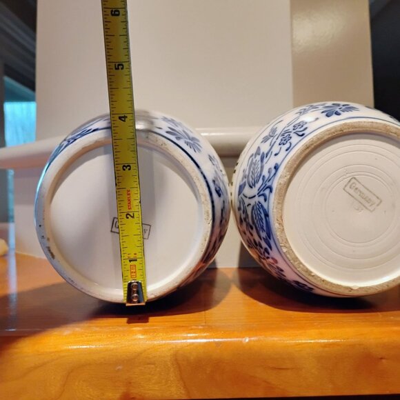 Vintage Germany Porcelain Blue Onion Rice & Barley Canisters No Lids Set of 2 - Picture 8 of 9